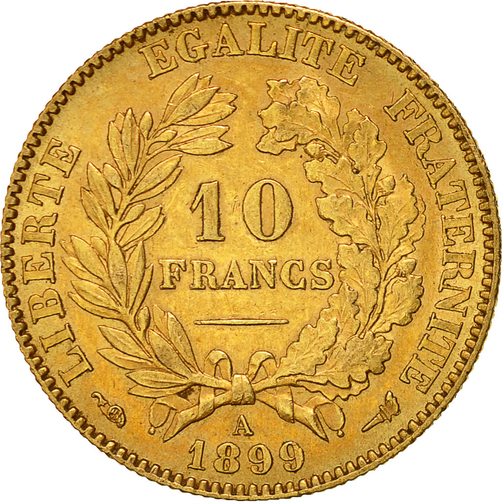 Münze, Frankreich, Cérès, 10 Francs, 1899, Paris, VZ, Gold, KM:830