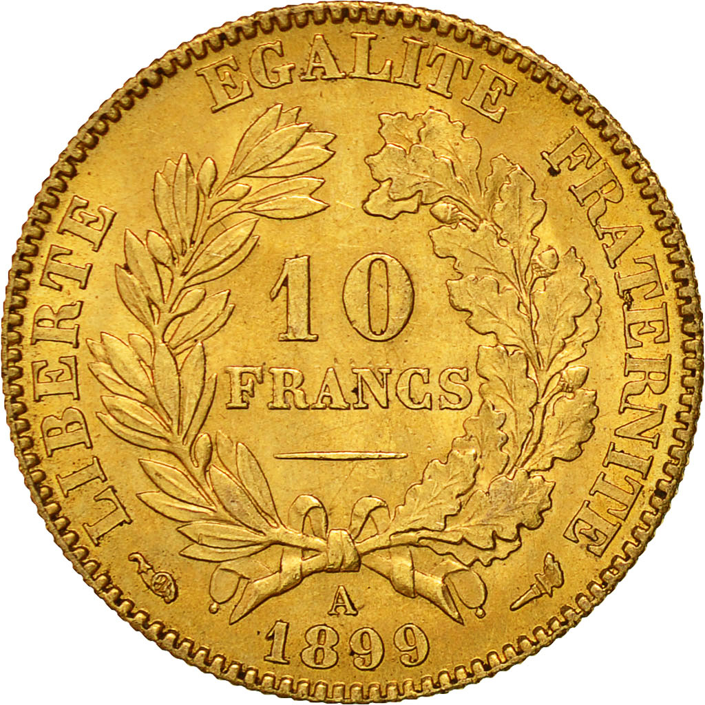 Coin, France, Cérès, 10 Francs, 1899, Paris, AU(55-58), Gold, KM:830