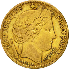 Moneta, Francia, Cérès, 10 Francs, 1851, Paris, MB+, Oro, KM:770, Gadoury:1012