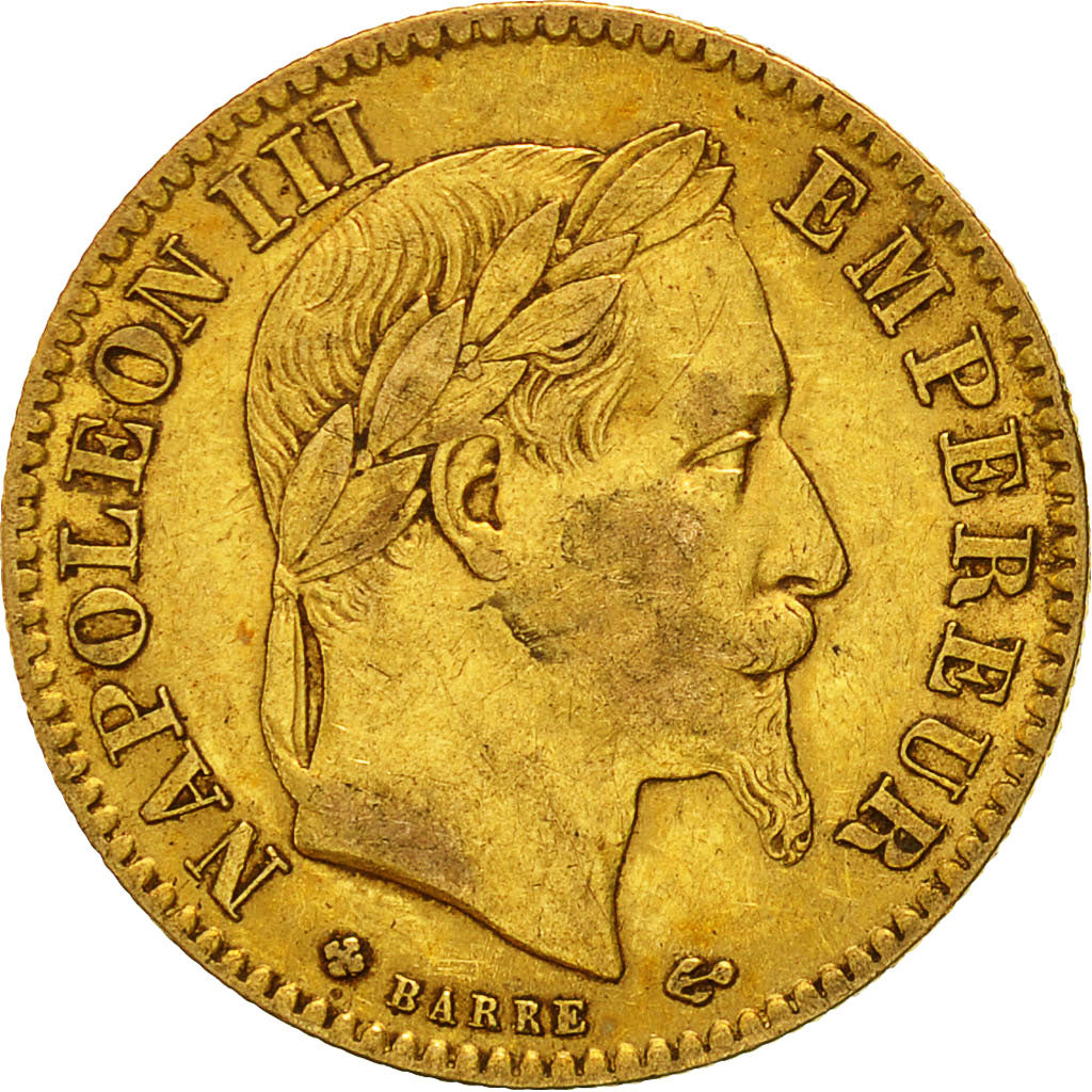 Coin, France, Napoleon III, 10 Francs, 1866, Strasbourg, EF(40-45), Gold