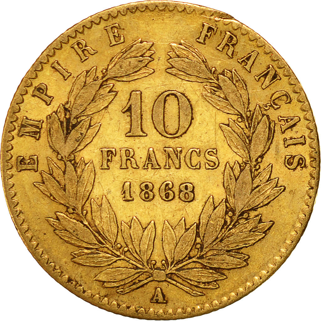Monnaie, France, Napoléon III, 10 Francs, 1868, Paris, TTB, Or, Gadoury 1015