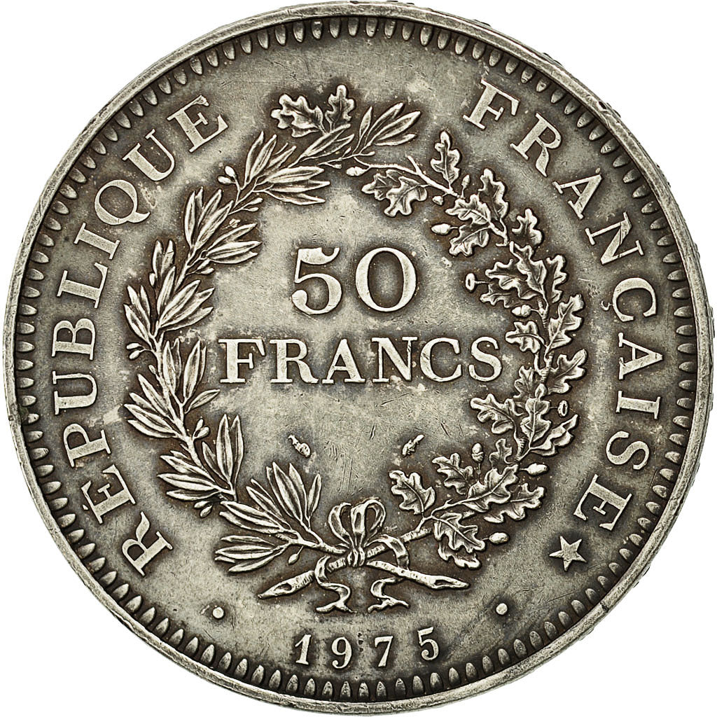 Coin, France, Hercule, 50 Francs, 1975, Paris, MS(63), Silver, KM:941.1