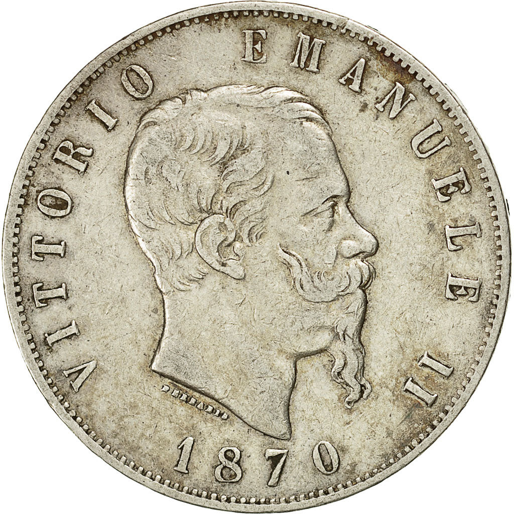 Monnaie, Italie, Vittorio Emanuele II, 5 Lire, 1870, Milan, TTB, Argent, KM:8.3