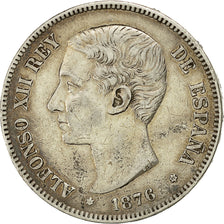 Coin, Spain, Alfonso XII, 5 Pesetas, 1876, Madrid, EF(40-45), Silver, KM:671