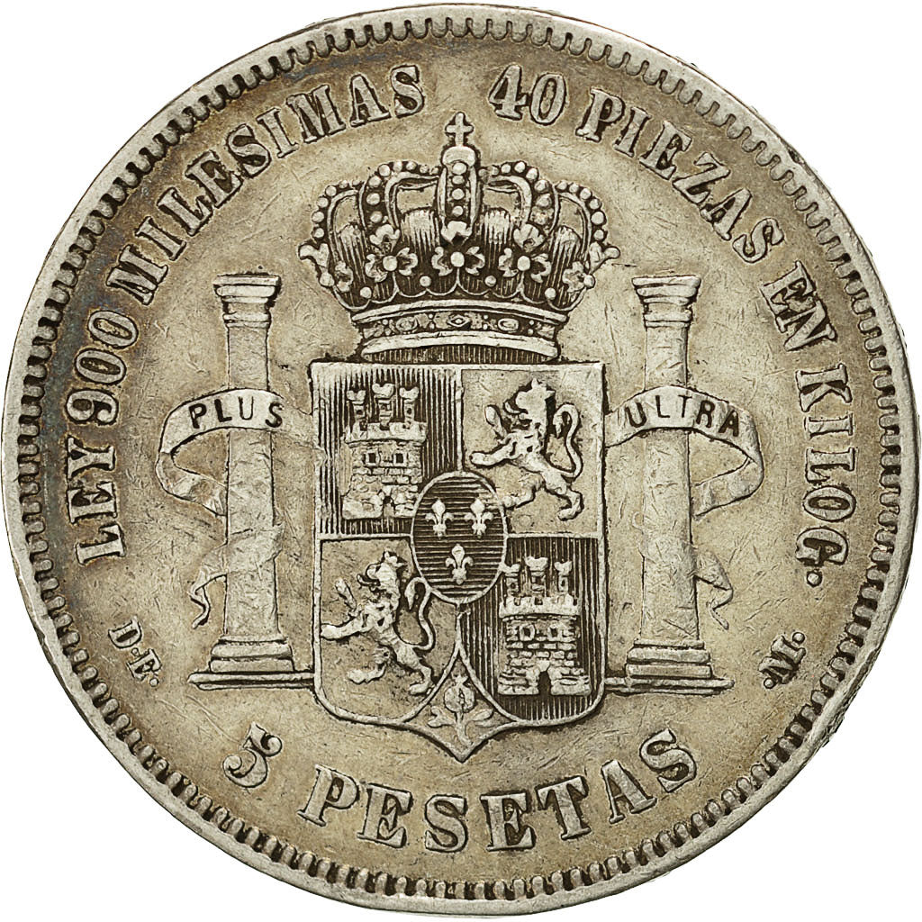 Coin, Spain, Alfonso XII, 5 Pesetas, 1876, Madrid, EF(40-45), Silver, KM:671
