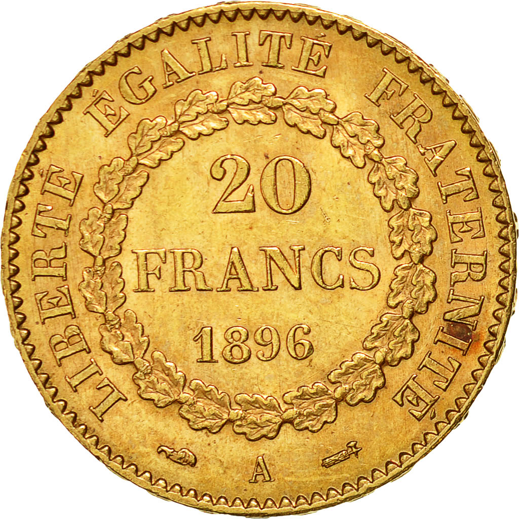 Coin, France, Génie, 20 Francs, 1896, Paris, MS(60-62), Gold, KM:825