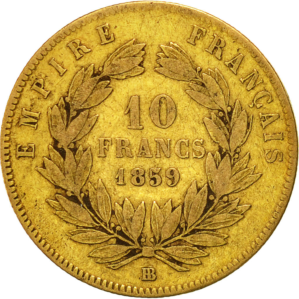 Munten, Frankrijk, Napoleon III, Napoléon III, 10 Francs, 1859, Strasbourg
