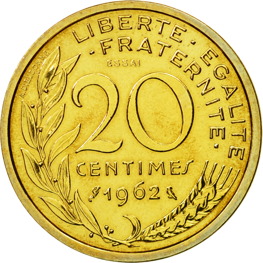 Coin, France, Marianne, 20 Centimes, 1962, Paris, ESSAI, MS(65-70)