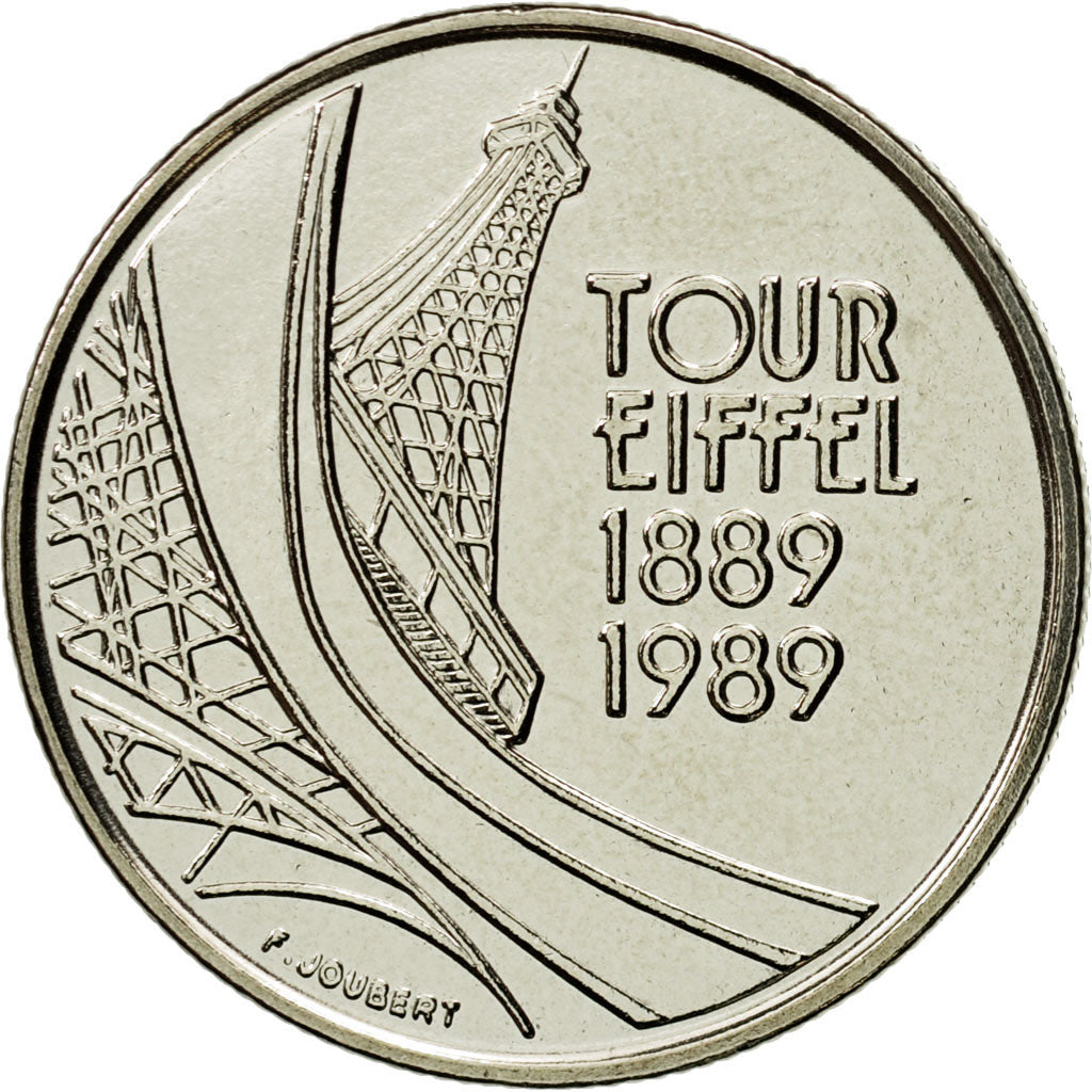 Coin, France, Tour Eiffel, 5 Francs, 1989, Pessac, ESSAI, MS(65-70), Nickel