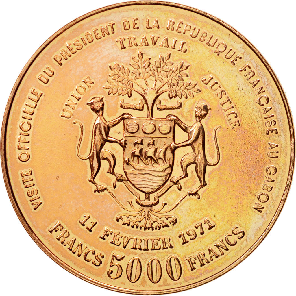 Coin, Gabon, Georges Pompidou, 5000 Francs, 1971, Paris, ESSAI, MS(64)