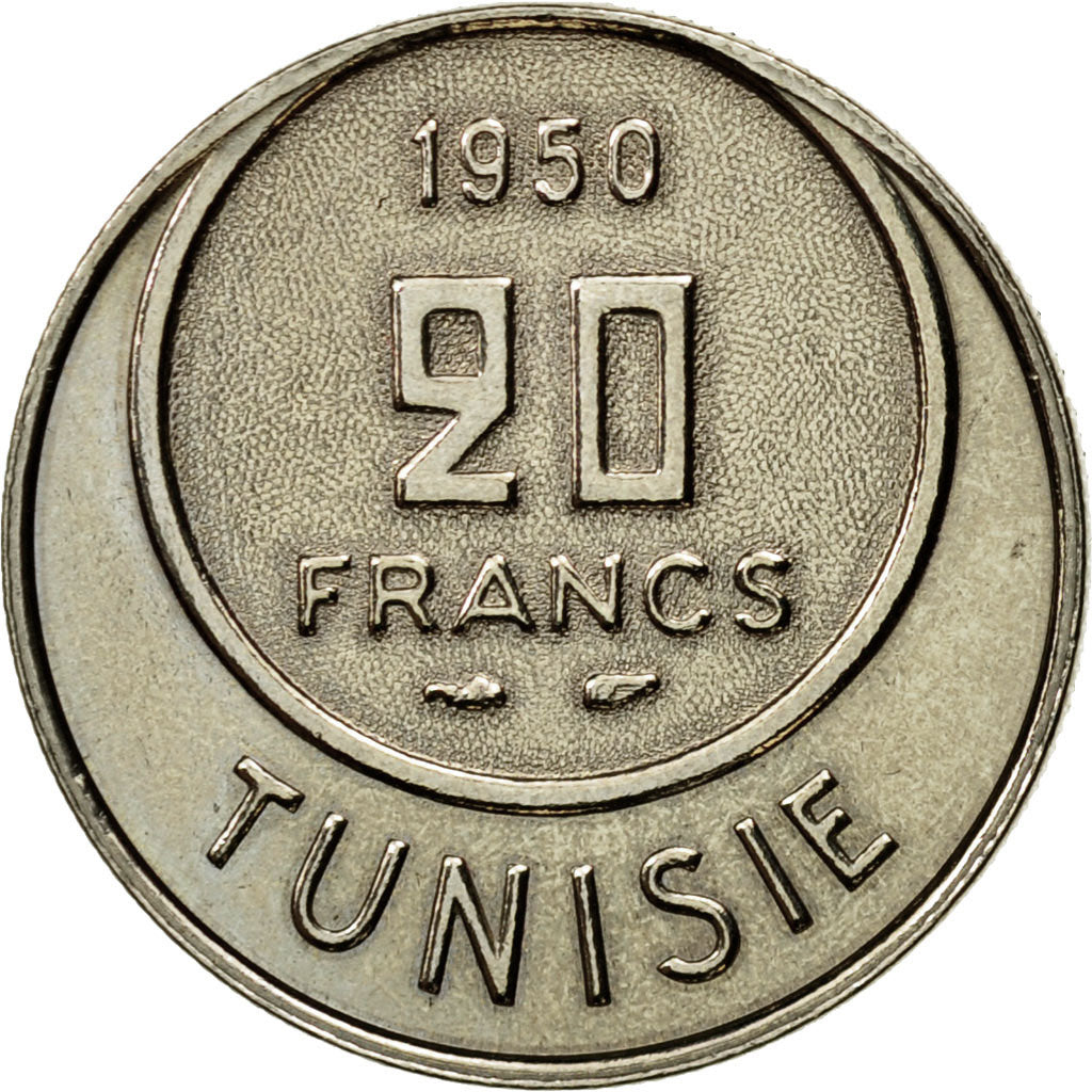 Monnaie, Tunisie, Muhammad al-Amin Bey, 20 Francs, 1950, Paris, ESSAI, FDC