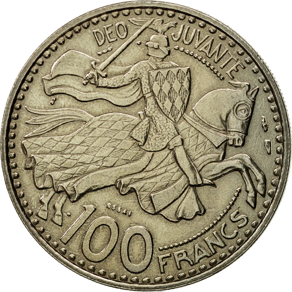 Moeda, Mónaco, Rainier III, 100 Francs, 1950, Paris, ENSAIO, MS(63)