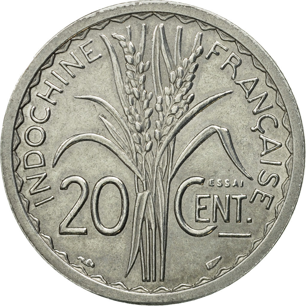 Coin, FRENCH INDO-CHINA, 20 Cents, 1945, Paris, ESSAI, MS(63), Aluminum, KM:E39