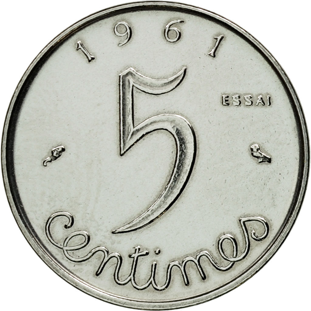 Monnaie, France, Épi, 5 Centimes, 1961, Paris, ESSAI, SPL, Chrome-Steel