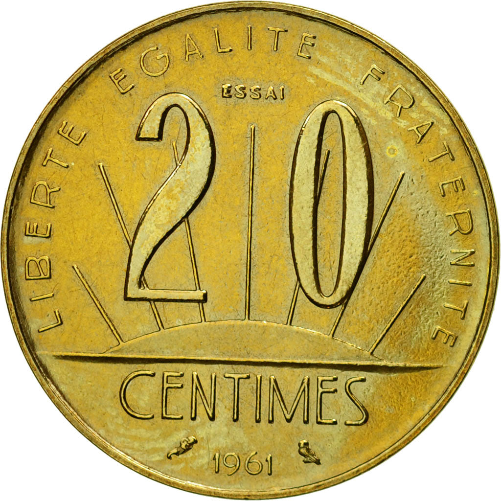 Coin, France, Essai de Rousseau, 20 Centimes, 1961, Paris, ESSAI, MS(64)
