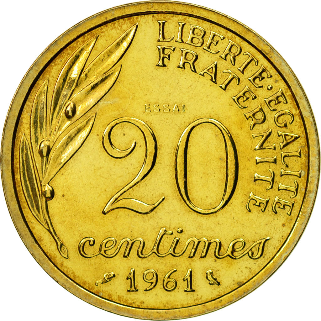 Coin, France, Essai de Baron, 20 Centimes, 1961, Paris, ESSAI, MS(64)