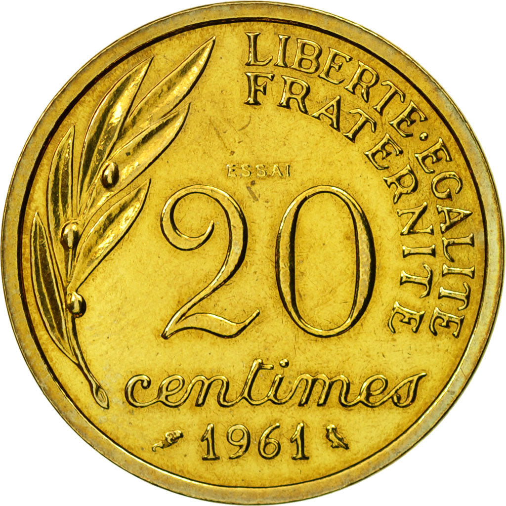 Coin, France, Essai de Baron, 20 Centimes, 1961, Paris, ESSAI, MS(63)