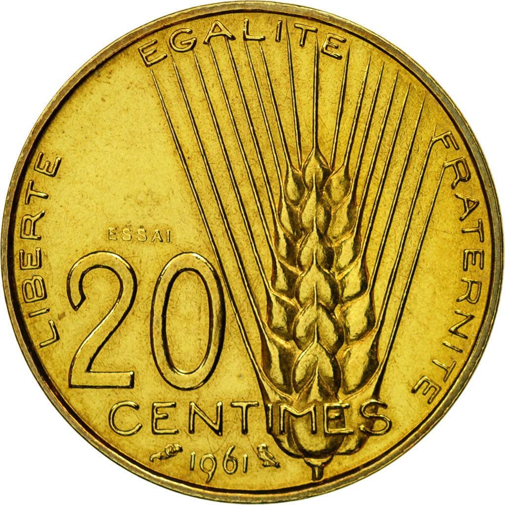 Moneta, Francja, Essai de Coeffin, 20 Centimes, 1961, Paris, PRÓBA, MS(63)