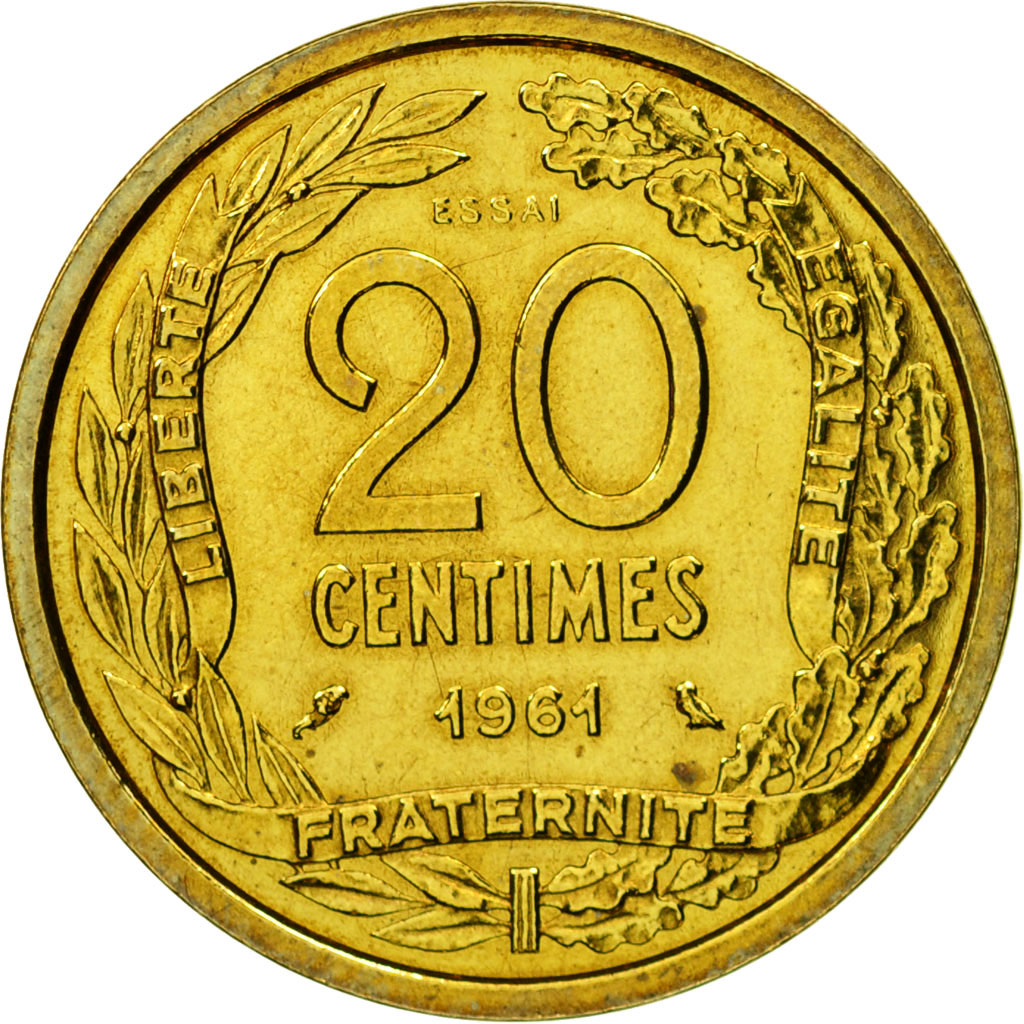 Coin, France, Essai de Robert, 20 Centimes, 1961, Paris, ESSAI, MS(63)