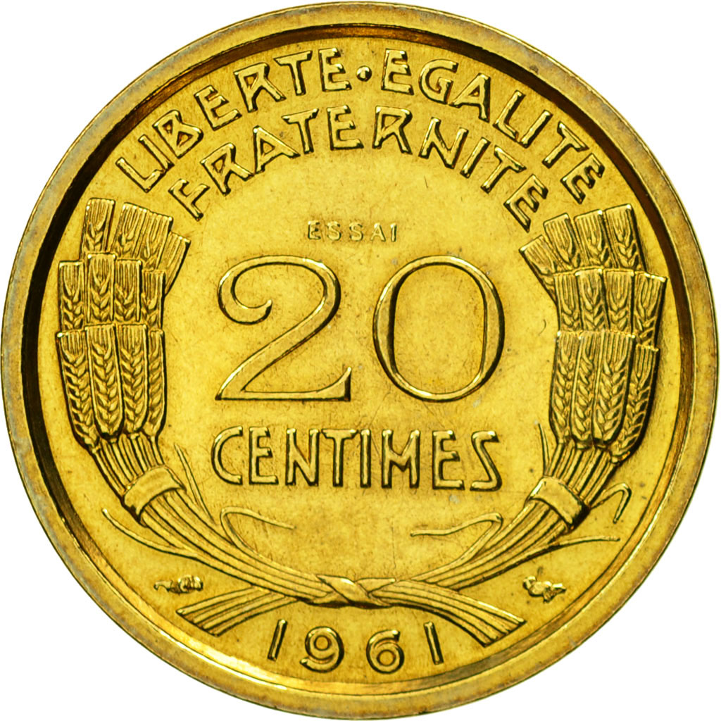 Coin, France, Essai de Cochet, 20 Centimes, 1961, Paris, ESSAI, MS(64)
