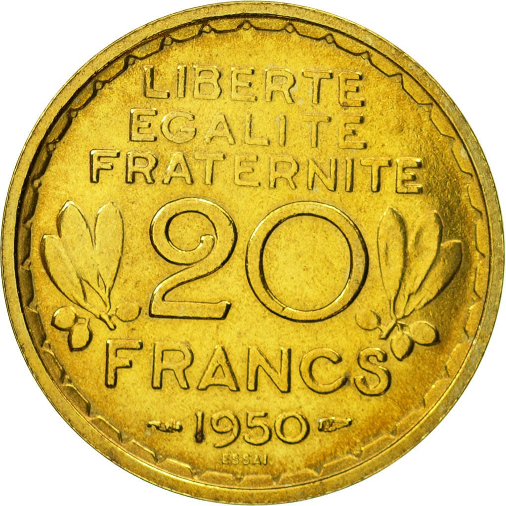 Coin, France, Essai de Morlon, 20 Francs, 1950, Paris, ESSAI, MS(63)