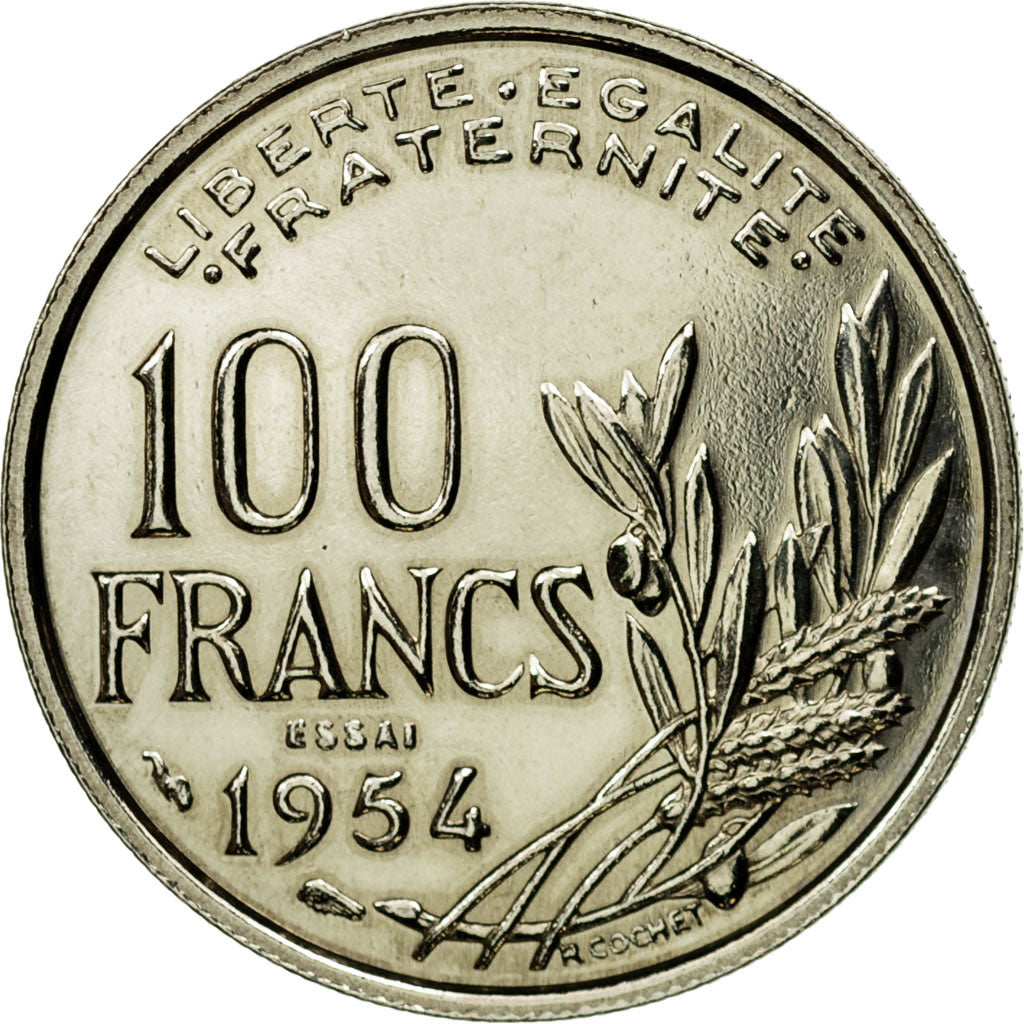 Monnaie, France, Cochet, 100 Francs, 1954, Paris, ESSAI, SPL, Copper-nickel