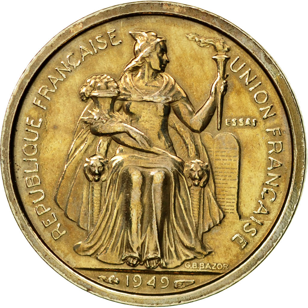 Coin, New Caledonia, Franc, 1949, Paris, ESSAI, MS(63), Copper-nickel, KM:E8