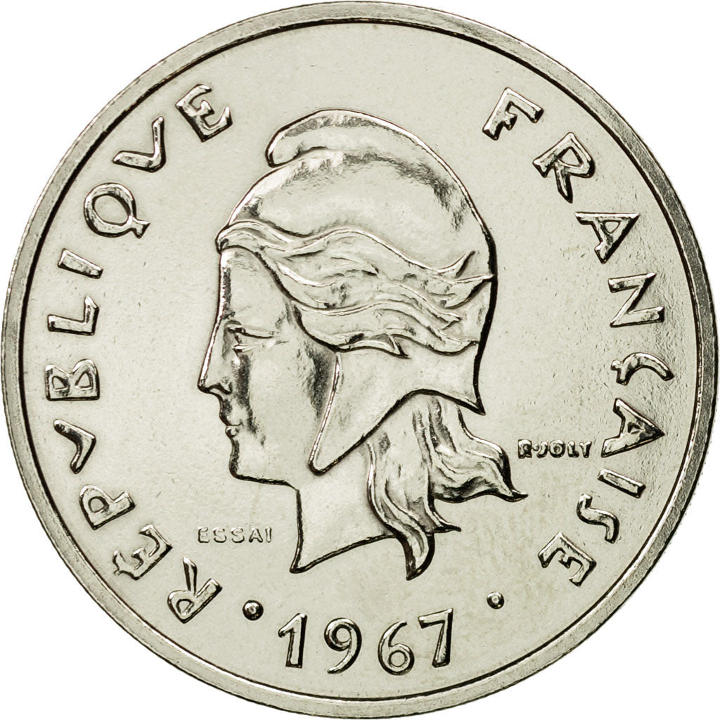 Coin, New Caledonia, 20 Francs, 1967, Paris, ESSAI, MS(65-70), Nickel, KM:E12