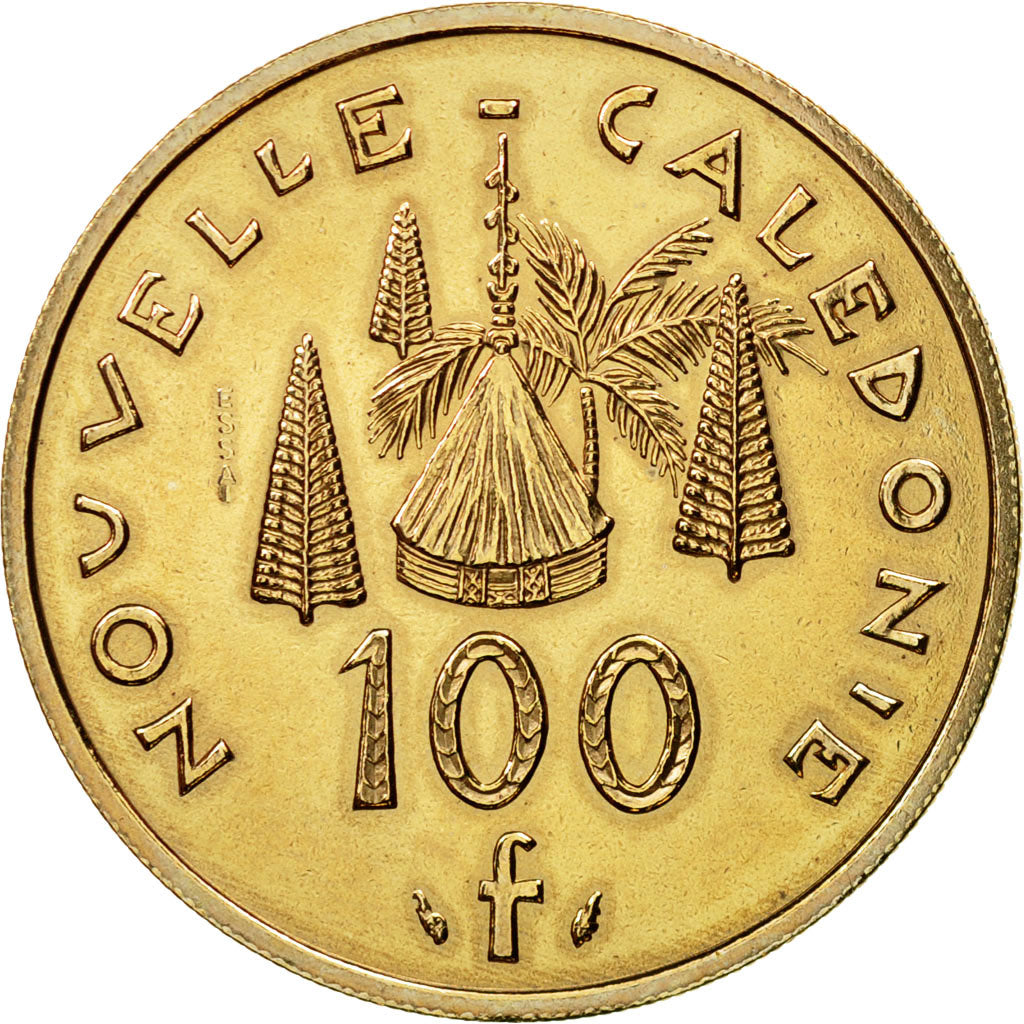 Coin, New Caledonia, 100 Francs, 1976, Paris, ESSAI, MS(63), Nickel-Bronze