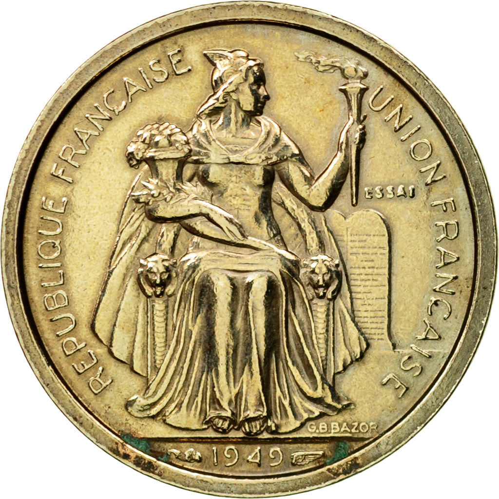 Coin, New Caledonia, Franc, 1949, Paris, ESSAI, MS(64), Copper-nickel, KM:E8