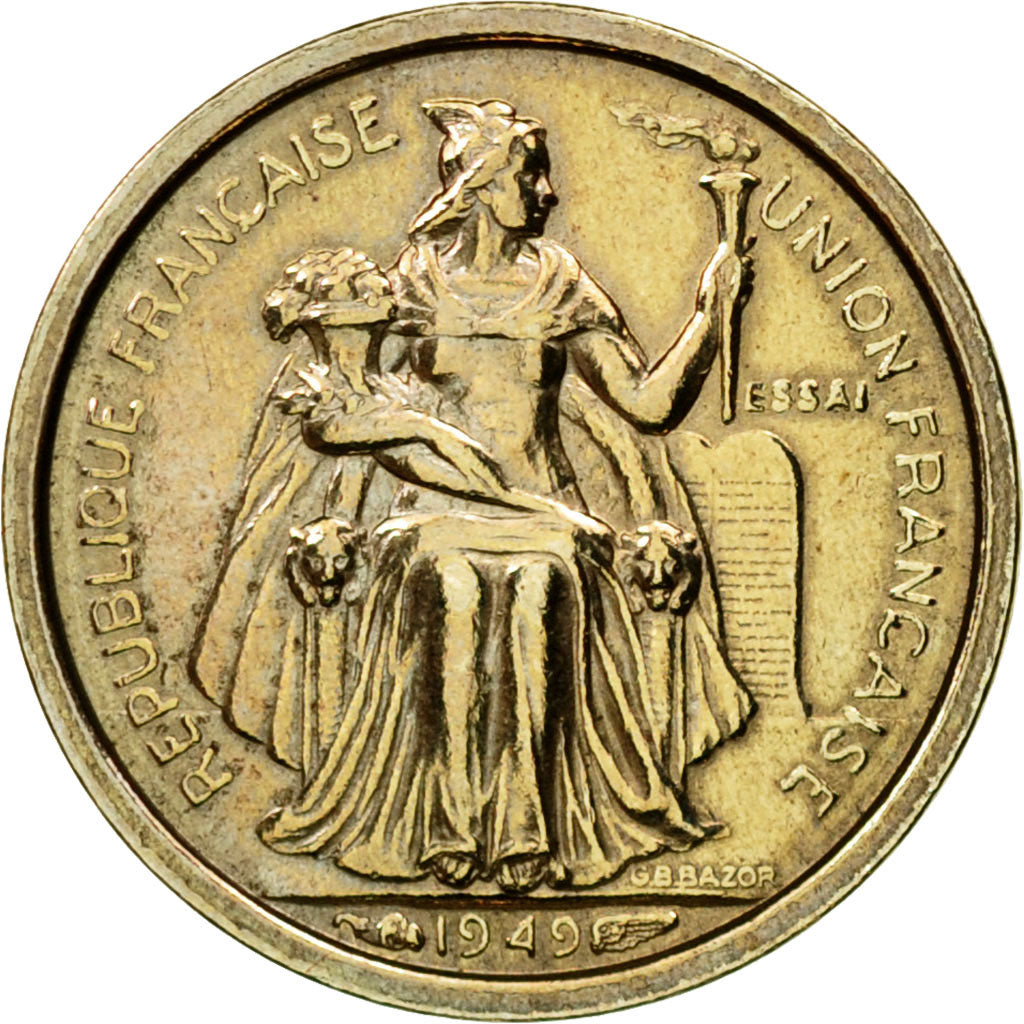 Coin, New Caledonia, 50 Centimes, 1949, Paris, ESSAI, MS(63), Copper-nickel