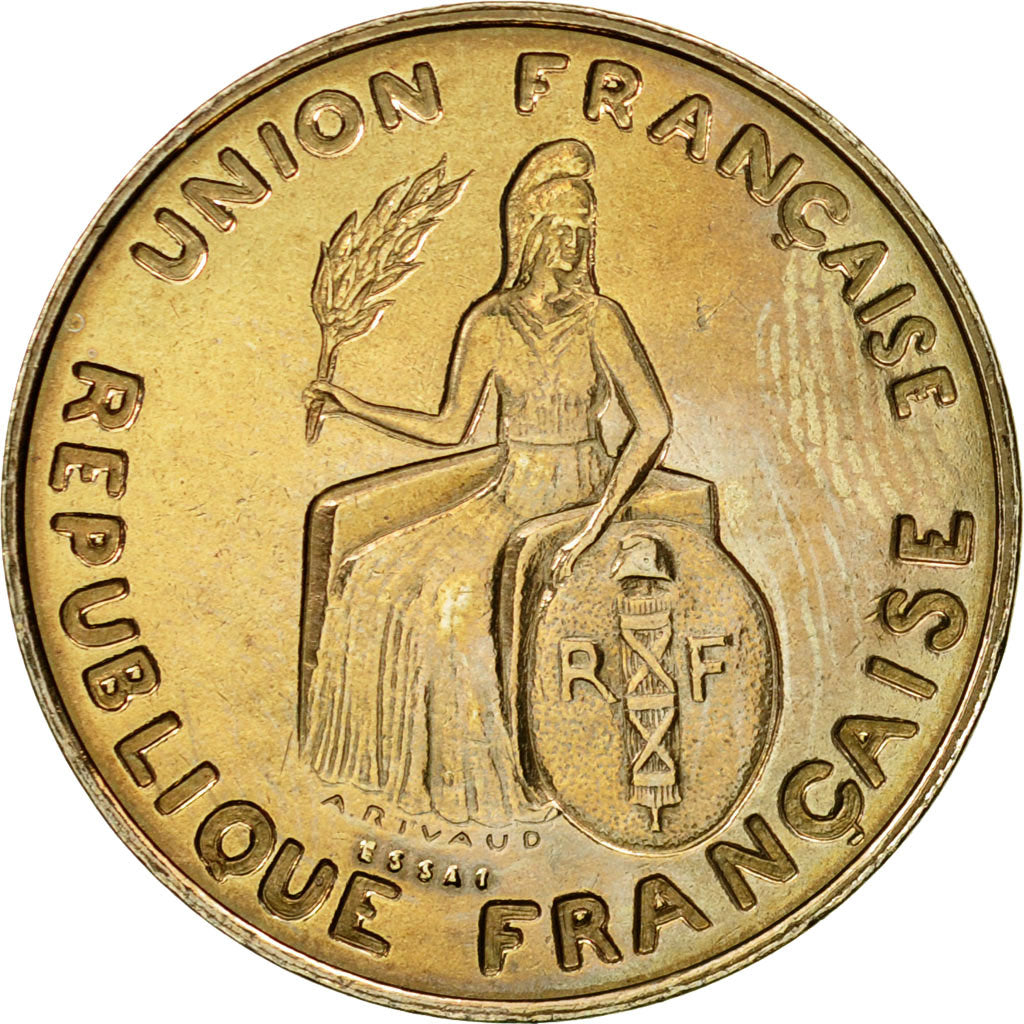 Coin, FRENCH OCEANIA, 2 Francs, 1948, Paris, ESSAI, MS(63), Copper-nickel