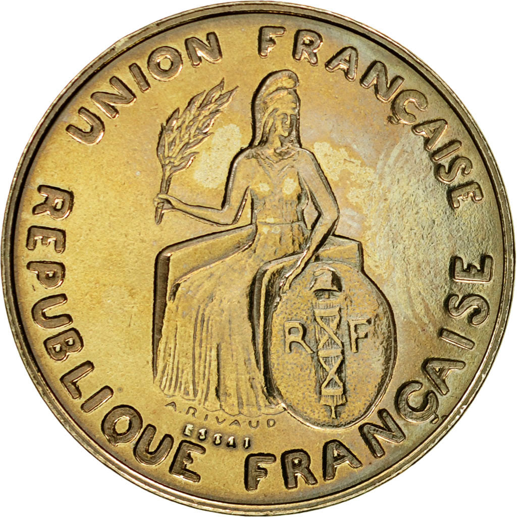 Moneta, OCEANIA FRANCESE, 2 Francs, 1948, Paris, ESSAI, SPL, Rame-nichel, KM:E6