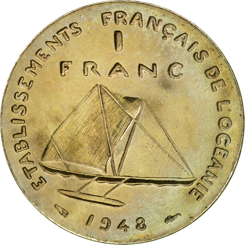 Coin, FRENCH OCEANIA, Franc, 1948, Paris, ESSAI, MS(63), Nickel-Bronze, KM:E3