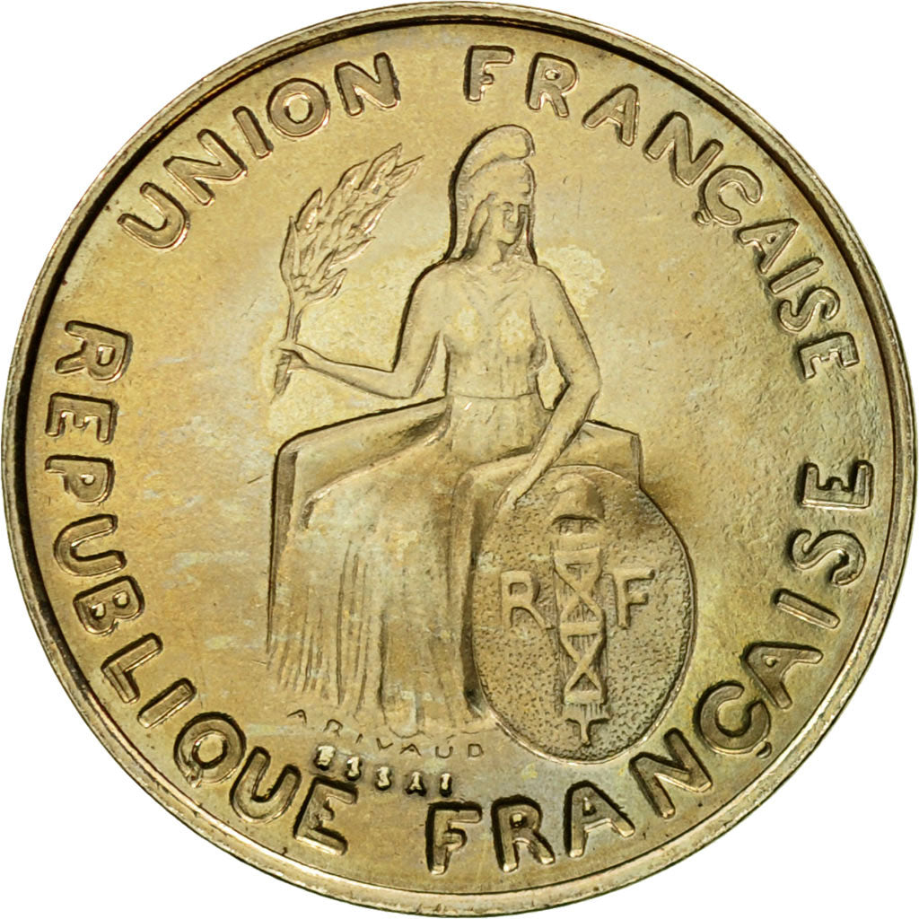 Coin, FRENCH OCEANIA, Franc, 1948, Paris, ESSAI, MS(63), Nickel-Bronze, KM:E4