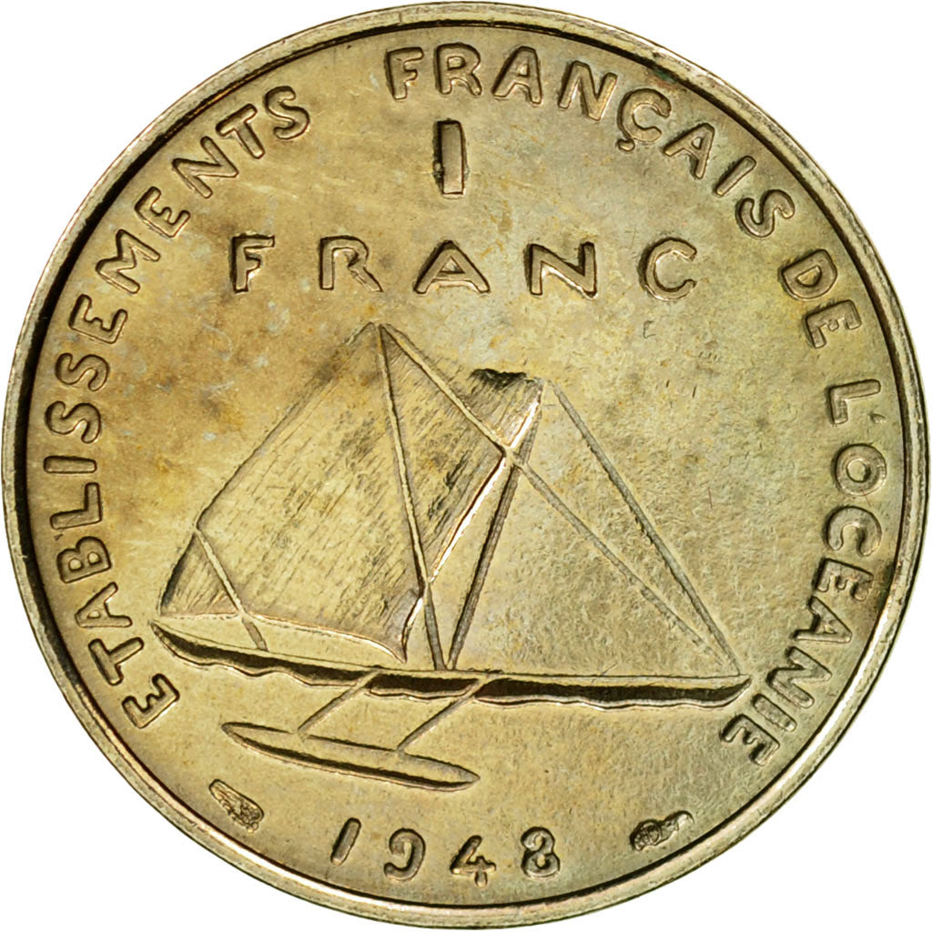 Coin, FRENCH OCEANIA, Franc, 1948, Paris, ESSAI, MS(63), Nickel-Bronze, KM:E4