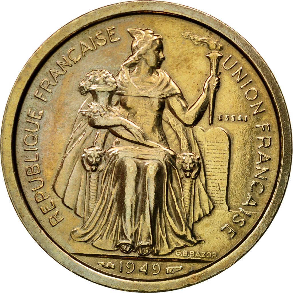 Münze, FRENCH OCEANIA, 2 Francs, 1949, Paris, ESSAI, UNZ+, Copper-nickel