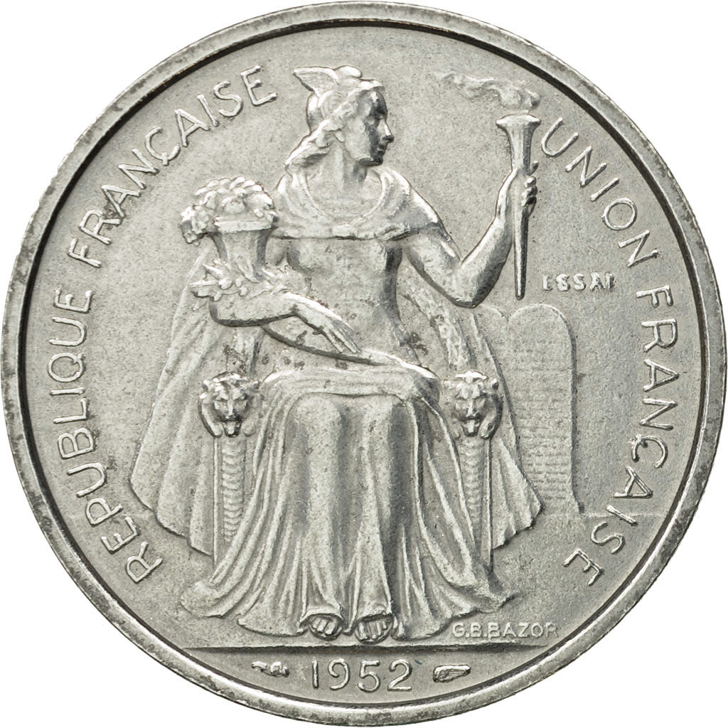 Coin, FRENCH OCEANIA, 5 Francs, 1952, Paris, ESSAI, MS(60-62), Aluminum, KM:E10