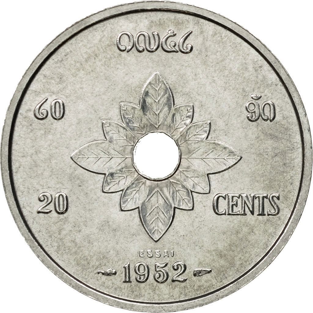 Monnaie, Laos, Sisavang Vong, 20 Cents, 1952, Paris, ESSAI, SPL+, Aluminium