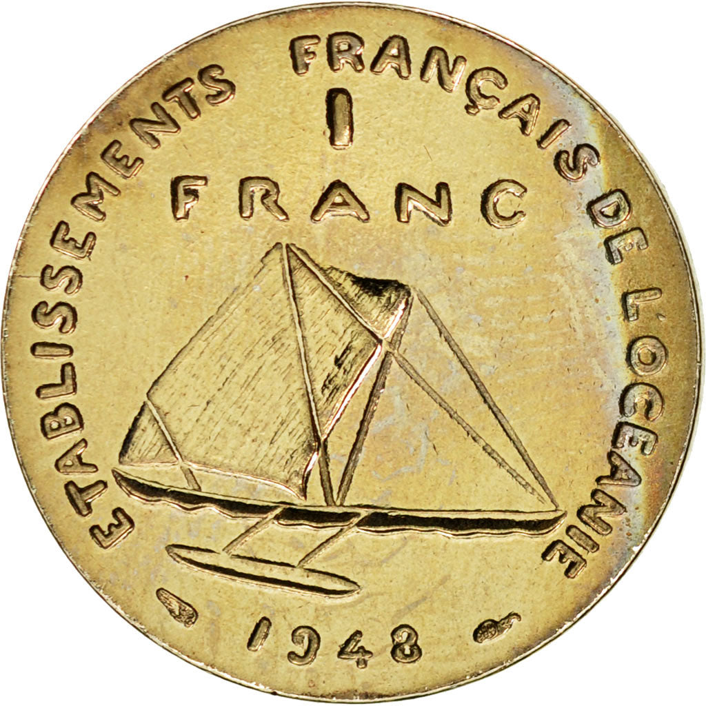 Coin, FRENCH OCEANIA, Franc, 1948, Paris, ESSAI, MS(63), Nickel-Bronze, KM:E3