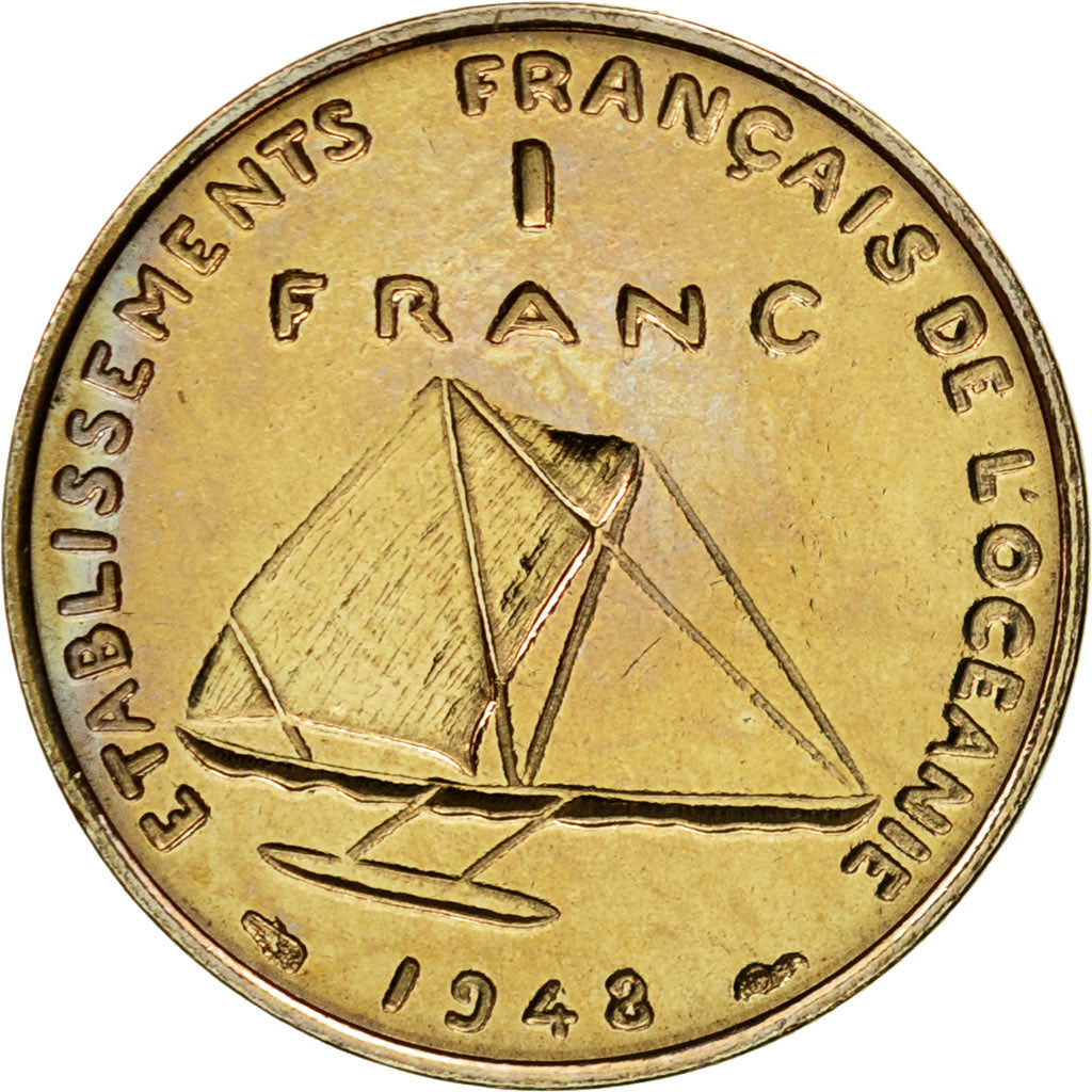 Coin, FRENCH OCEANIA, Franc, 1948, Paris, ESSAI, MS(63), Nickel-Bronze, KM:E4