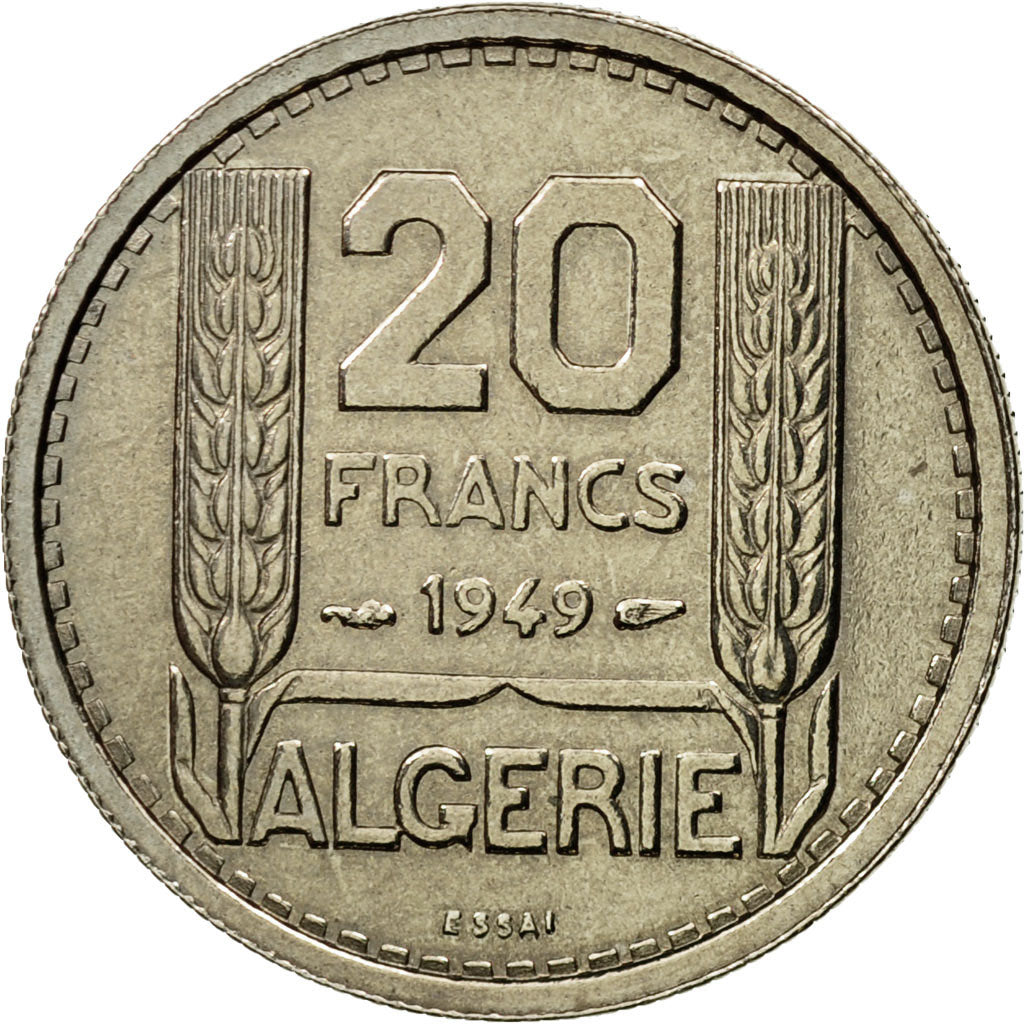 Coin, Algeria, 20 Francs, 1949, Paris, ESSAI, MS(60-62), Copper-nickel, KM:E1