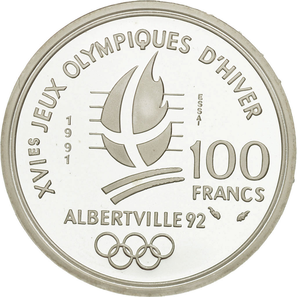 Moneta, Francia, Pierre de Coubertin, 100 Francs, 1991, Paris, ESSAI, FDC