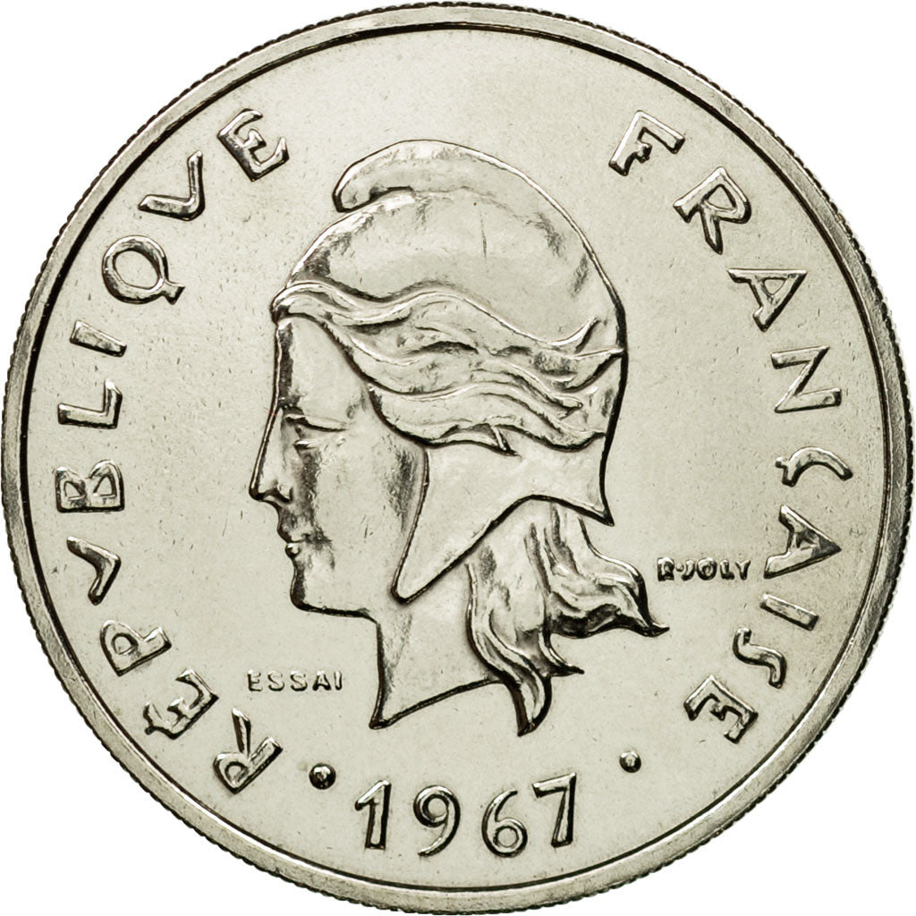 Coin, New Hebrides, 20 Francs, 1967, Paris, ESSAI, MS(63), Nickel, KM:E3