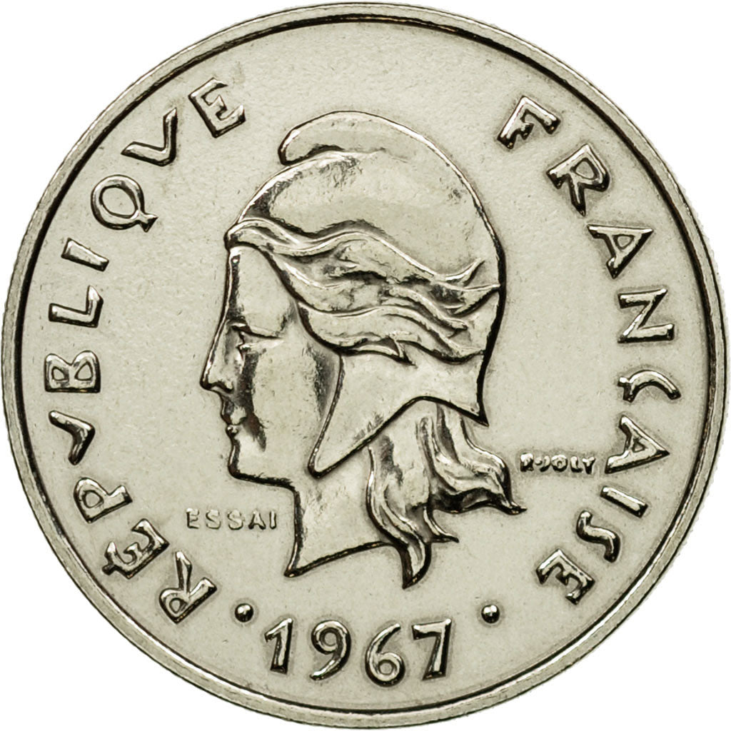 Coin, New Hebrides, 10 Francs, 1967, Paris, ESSAI, MS(64), Nickel, KM:E2