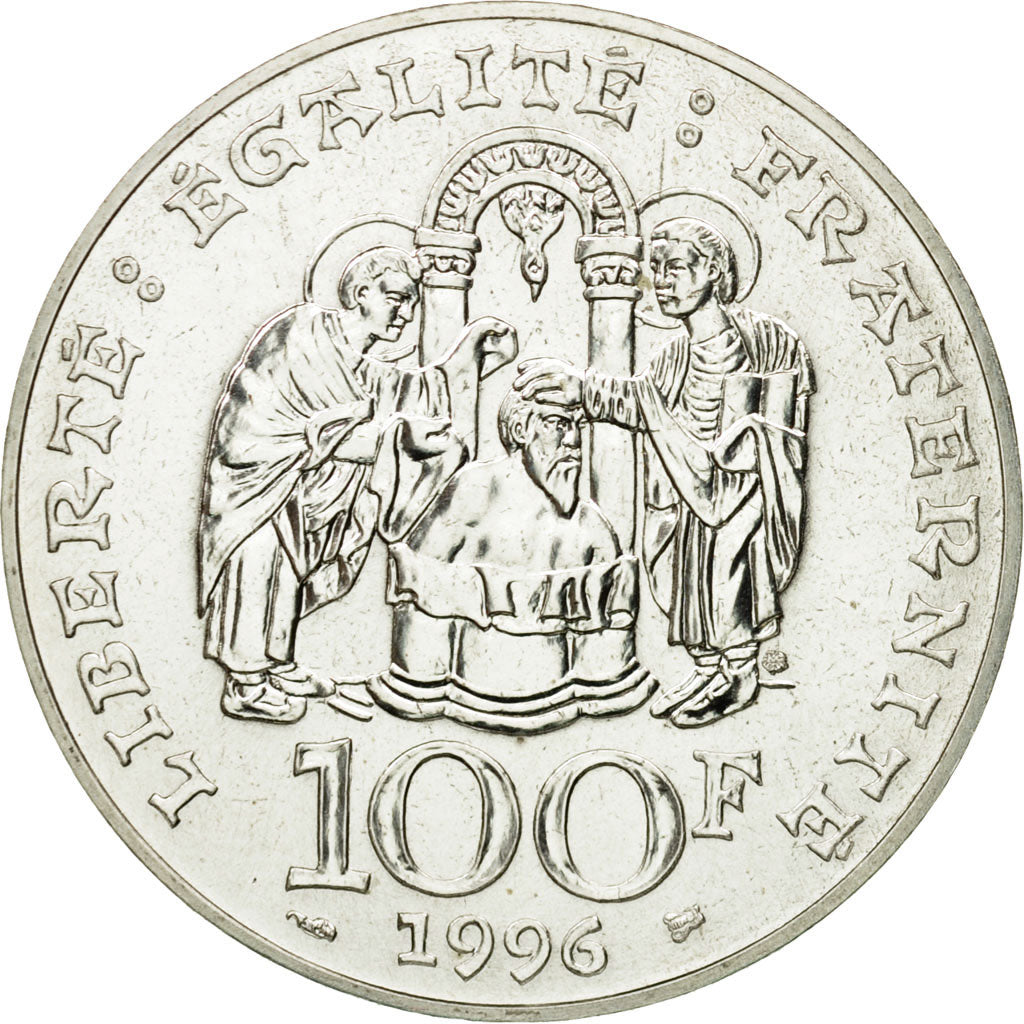 Coin, France, Clovis, 100 Francs, 1996, ESSAI, MS(60-62), Silver, KM:1180