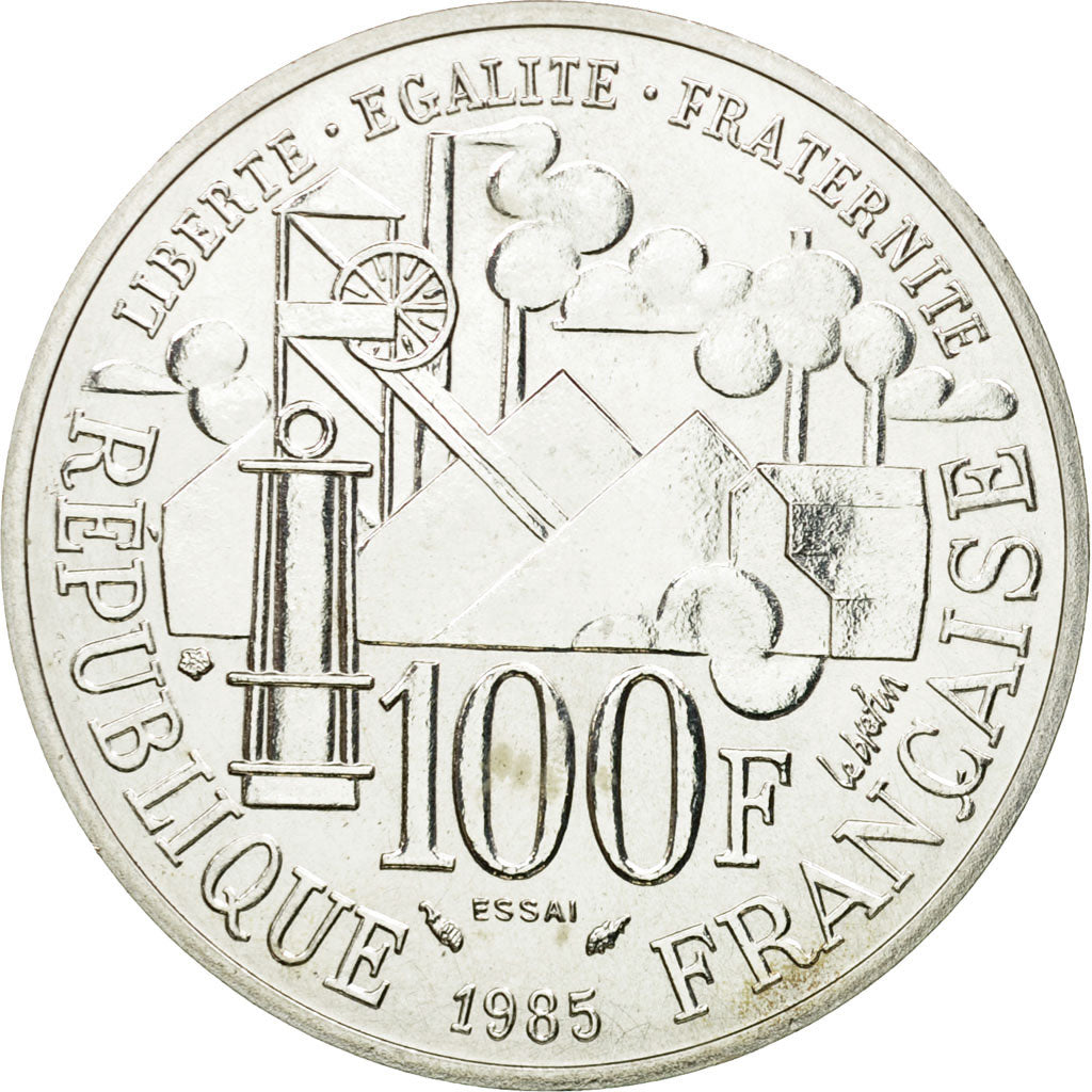 Coin, France, Zola, 100 Francs, 1985, Pessac, ESSAI, MS(65-70), Silver, KM:E131