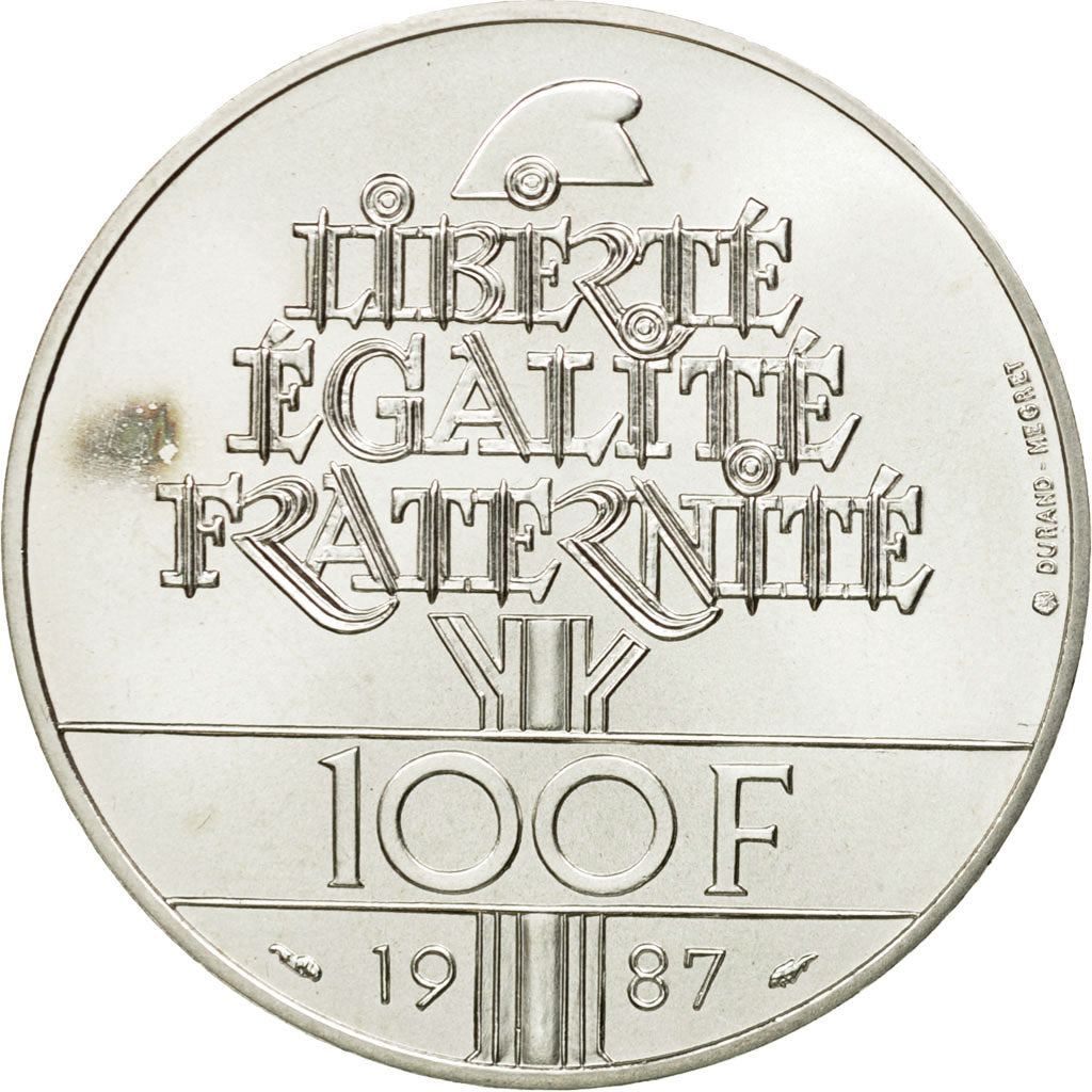 Moneta, Francia, La Fayette, 100 Francs, 1987, Pessac, ESSAI, SPL, Argento