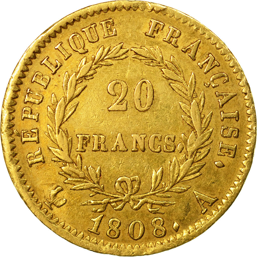 Coin, France, Napoléon I, 20 Francs, 1808, Paris, EF(40-45), Gold, KM:687.1