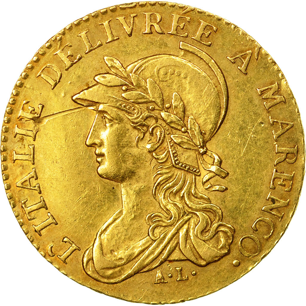 Coin, ITALIAN STATES, PIEDMONT REPUBLIC, 20 Francs, 1800, Marengo, AU(55-58)
